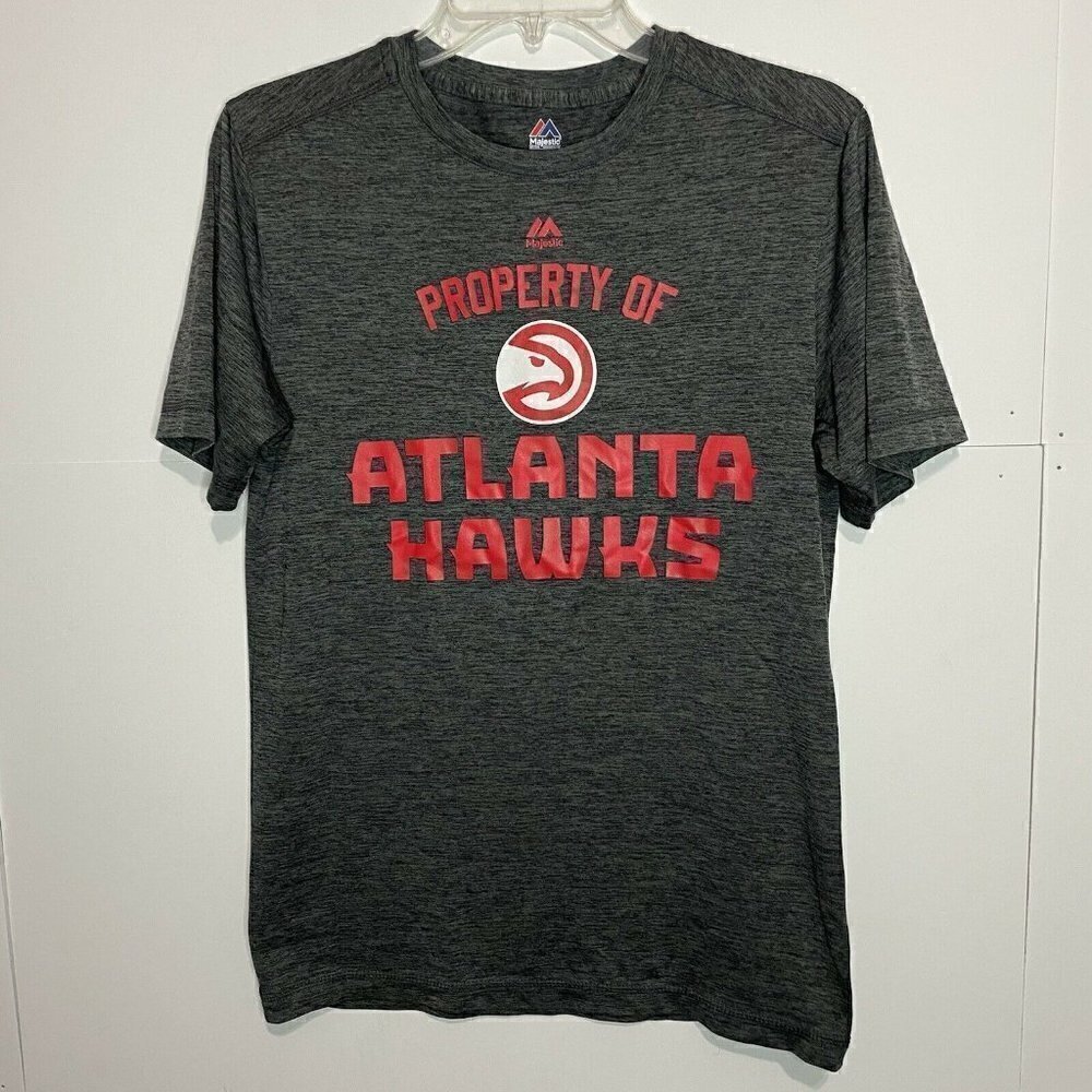 Atlanta Hawks Gray Jersey Knit T-Shirt Mens Small Logo